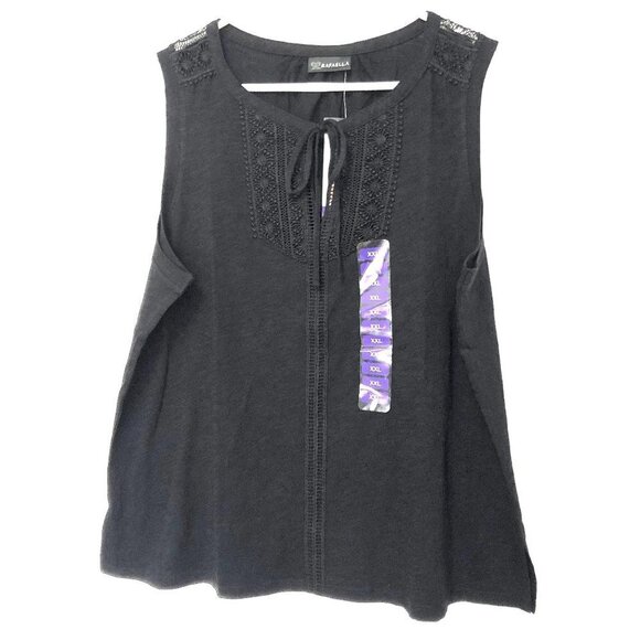 NWT Rafaella Top Size XXL Sleeveless Crochet Detail Black CasualVacation Cruise - Picture 1 of 6